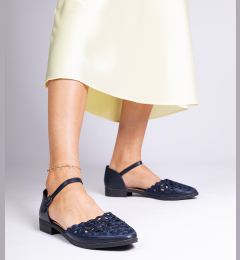 Снимка на marka niezdefiniowana Navy blue openwork sandals with zircons Kalsy