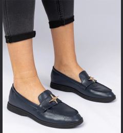 Снимка на marka niezdefiniowana Navy women's moccasins with gold decoration Senna