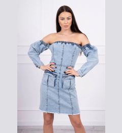 Снимка на marka niezdefiniowana Off-the-shoulder stretch denim dress S/M-L/XL