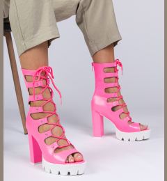 Снимка на marka niezdefiniowana Pink high-heeled boots with cut-outs Marsala