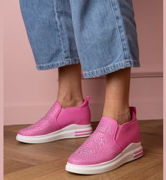 Снимка на marka niezdefiniowana Pink women's sneakers with rhinestones on a hidden wedge Jeremi