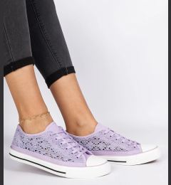 Снимка на marka niezdefiniowana Purple women's perforated sneakers Saha