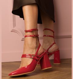 Снимка на marka niezdefiniowana Red patent pumps on a block heel Ferida