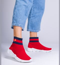 Снимка на marka niezdefiniowana Red sporty sneakers with a sock-like upper Pikola