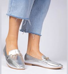 Снимка на marka niezdefiniowana Silver elegant moccasins with gold decoration and rhinestones Kalisa