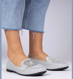 Снимка на marka niezdefiniowana Silver glitter moccasins with rhinestones Sawelia