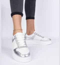 Снимка на marka niezdefiniowana Silver women's sneakers with a thick sole Dolla