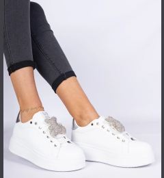 Снимка на marka niezdefiniowana White-and-silver women's sneakers decorated with a teddy Karrot