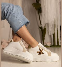 Снимка на marka niezdefiniowana White-beige sneakers decorated with glitter and a star Taleda