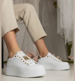 Снимка на marka niezdefiniowana White-gold women's sneakers decorated with stones Sarena