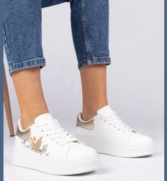 Снимка на marka niezdefiniowana White-gold women's sporty sneakers with print Zelinda
