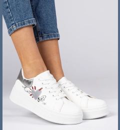 Снимка на marka niezdefiniowana White-silver women's sporty sneakers with print Zelinda
