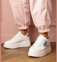 Снимка на marka niezdefiniowana White sneakers with a blue heart and a zircon pin Lerisol