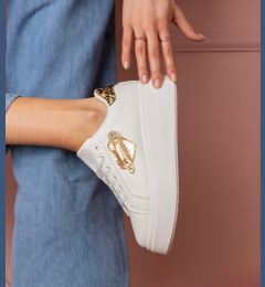 Снимка на marka niezdefiniowana White sneakers with a rhinestone stiletto and leopard print detail Lerisol
