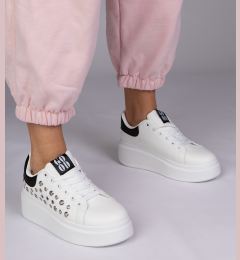 Снимка на marka niezdefiniowana White sneakers with black detail and studs Urlana
