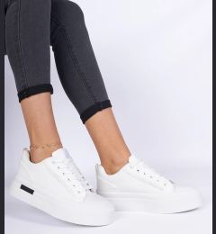 Снимка на marka niezdefiniowana White women's canvas sneakers on a platform Verinos