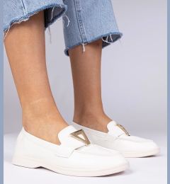 Снимка на marka niezdefiniowana White women's moccasins with elegant decoration Viletta