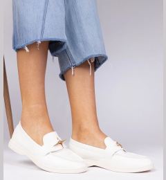 Снимка на marka niezdefiniowana White women's moccasins with gold decoration Senna