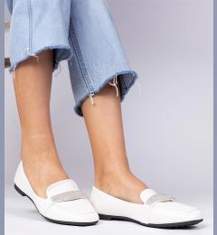 Снимка на marka niezdefiniowana White women's moccasins with rhinestones Kaletta