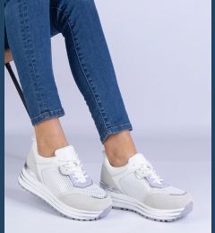 Снимка на marka niezdefiniowana White women's sneakers with a metallic insert Medison