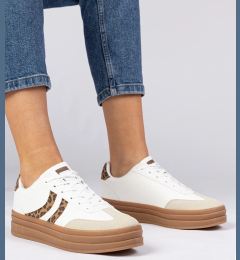 Снимка на marka niezdefiniowana White women's sneakers with animal print accents Melly