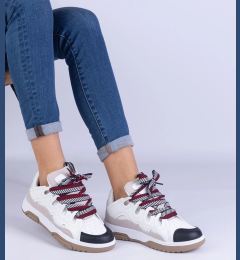 Снимка на marka niezdefiniowana White women's sneakers with decorative laces Grejs