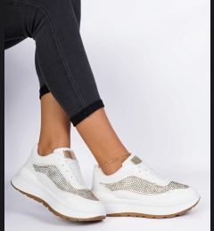 Снимка на marka niezdefiniowana White women's sneakers with rhinestones Fucco