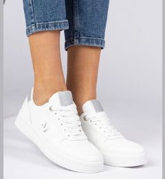 Снимка на marka niezdefiniowana White women's sneakers with silver glitter Emilia