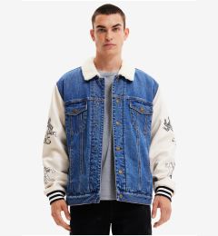 Снимка на Men's Desigual Wolf Desigual Wolf Denim Jacket - White and Blue - Men