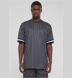Снимка на Men's Oversized Striped Mesh Tee T-Shirt - Black/White