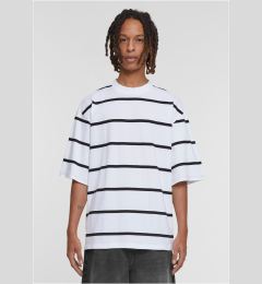 Снимка на Men's striped T-shirt with oversized sleeves white/black
