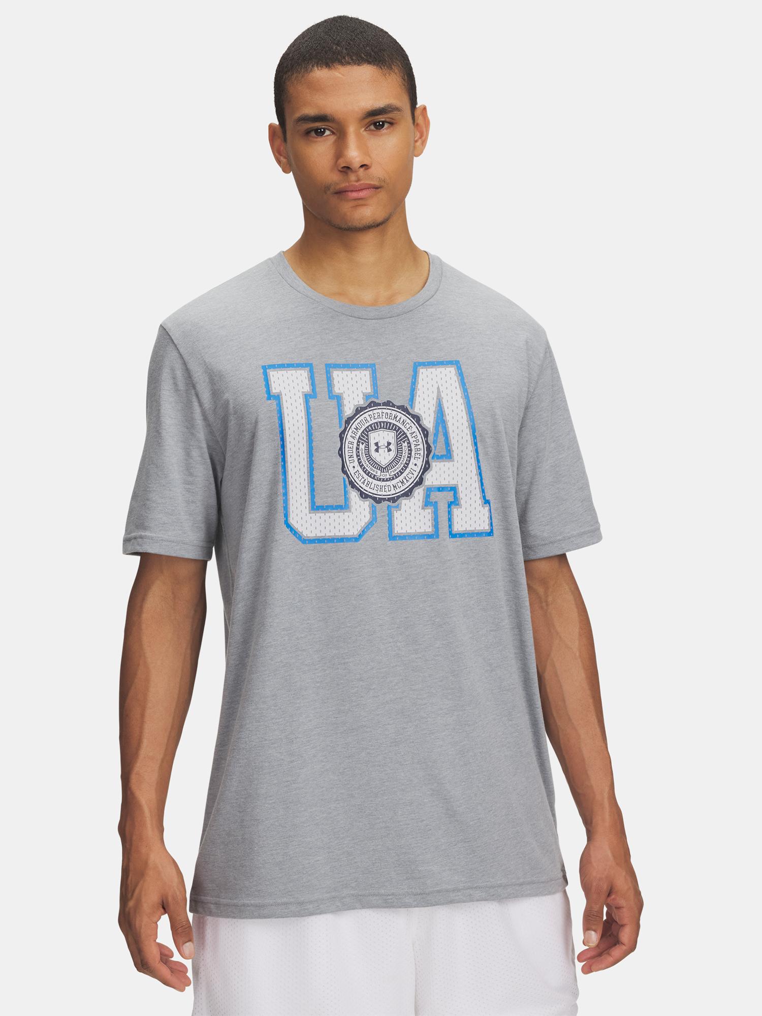Снимка на Men's T-shirt Under Armour UA COLLEGE CREST LOGO SS-GRY - Men's
