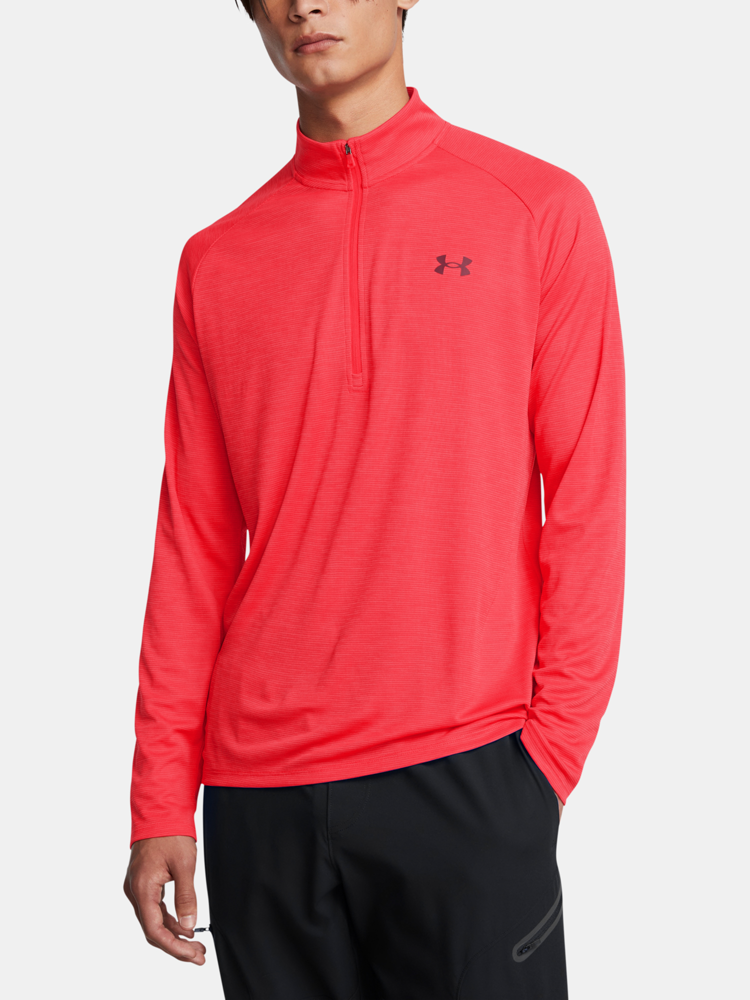 Снимка на Men's T-shirt Under Armour UA Tech Textured 1/2 Zip-RED - Men's