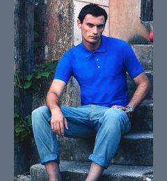 Снимка на Niebieska koszulka męska polo Tailored Fit Friut of the Loom