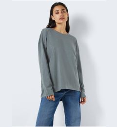 Снимка на Noisy May Grey-blue women's basic oversize long-sleeved T-shirt Noisy - Women's