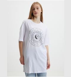 Снимка на Noisy May Zodiac White Women's Elongated Oversize T-Shirt - Women