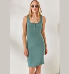 Снимка на Olalook Women's Almond Green Buttoned Camisole Dress