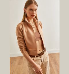 Снимка на Olalook Women's Beige Zippered Scuba Jacket