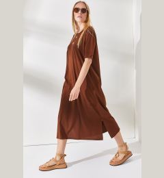 Снимка на Olalook Women's Bitter Brown Side Slit Oversize Dress