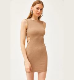 Снимка на Olalook Women's Camel Side Cut Out Detail Lycra Mini Dress