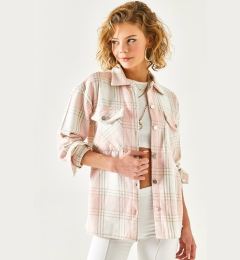 Снимка на Olalook Women's Dried Rose Rosehip Shirt with Double Pockets and Snap Fastener