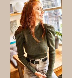 Снимка на Olalook Women's Khaki Princess Sleeve Lycra Blouse