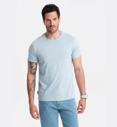 Снимка на Ombre BASIC men's classic cotton T-shirt - light blue