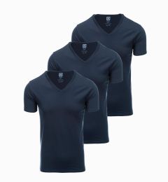 Снимка на Ombre BASIC men's V-neck cotton shirt set - 3x navy blue