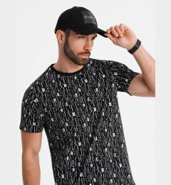 Снимка на Ombre Cotton T-shirt with print and round neckline - black