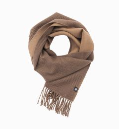 Снимка на Ombre Double-sided men's checkered scarf with tassels - brown and beige