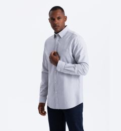 Снимка на Ombre Elegant men's oxford shirt with embroidery and pocket - blue