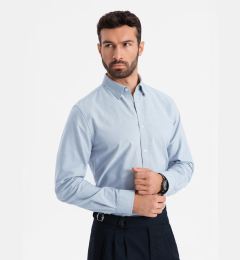 Снимка на Ombre Elegant men's oxford shirt with embroidery - blue