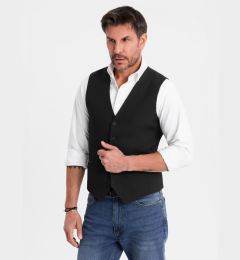 Снимка на Ombre Elegant men's SLIM FIT herringbone vest - black