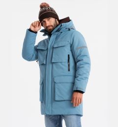 Снимка на Ombre Insulated long men's jacket with reflective elements - blue
